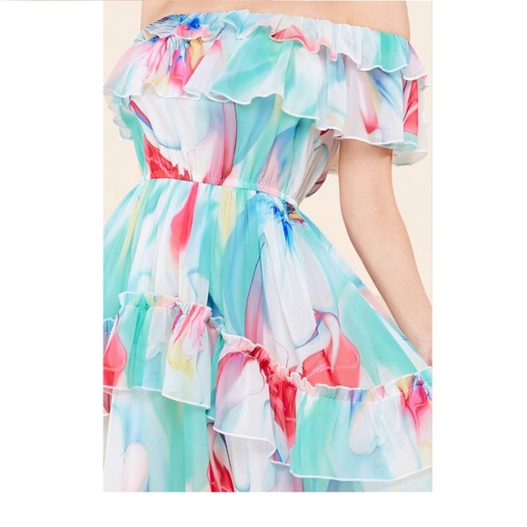 Latiste Floral Chiffon Watercolor Maxi Dress - Picture 6 of 15